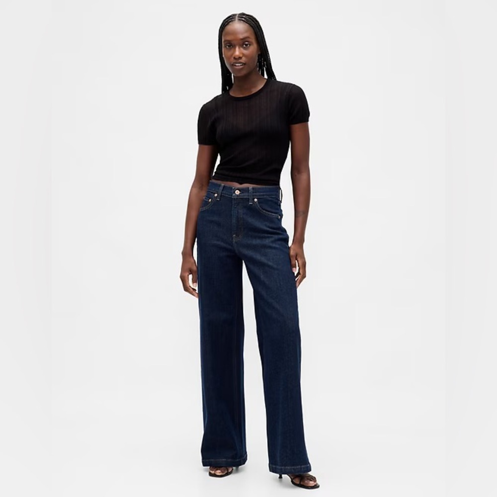 NWT! GAP Dark Blue Indigo High Rise Stride Wide-Leg Jeans - 🩷#815710